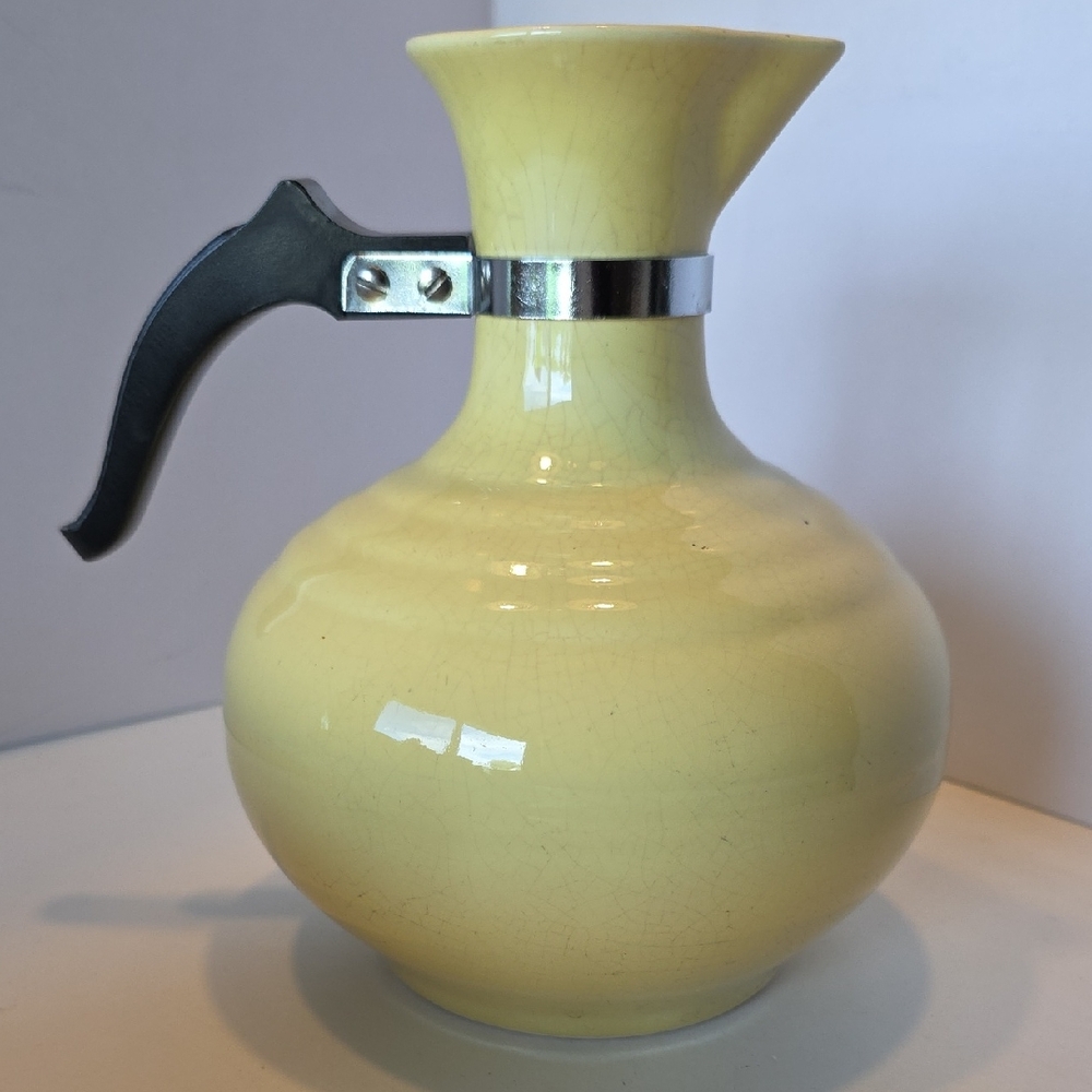 1940's Callette Yellow Carafe Pitcher 7.5 Inches Tall